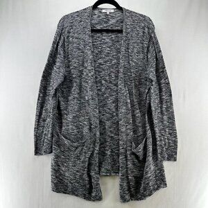 Madewell Cardigan Womens Sz L Marled Draped Duster Open Front Long Sleeve Gray
